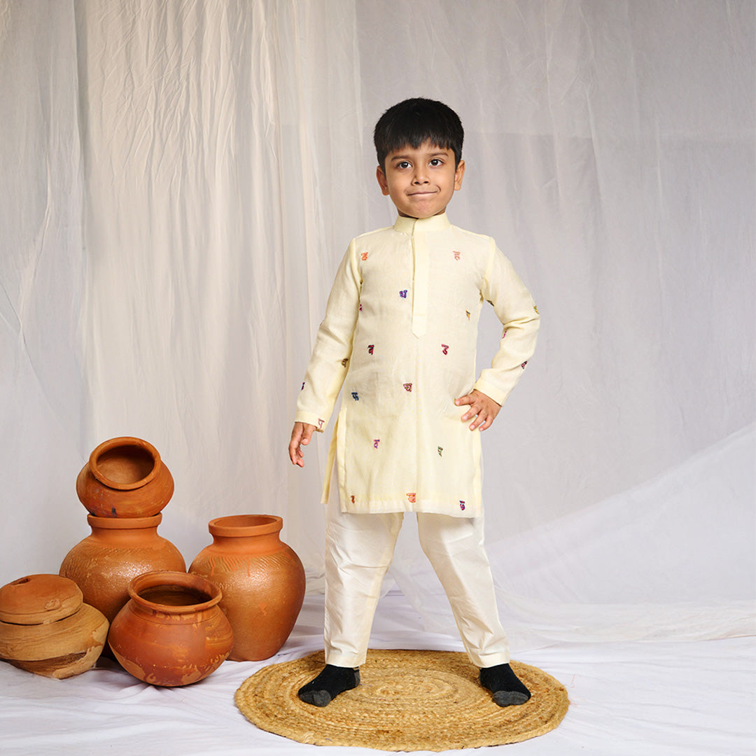 Alphabets Embroidered Kurta Pant Set