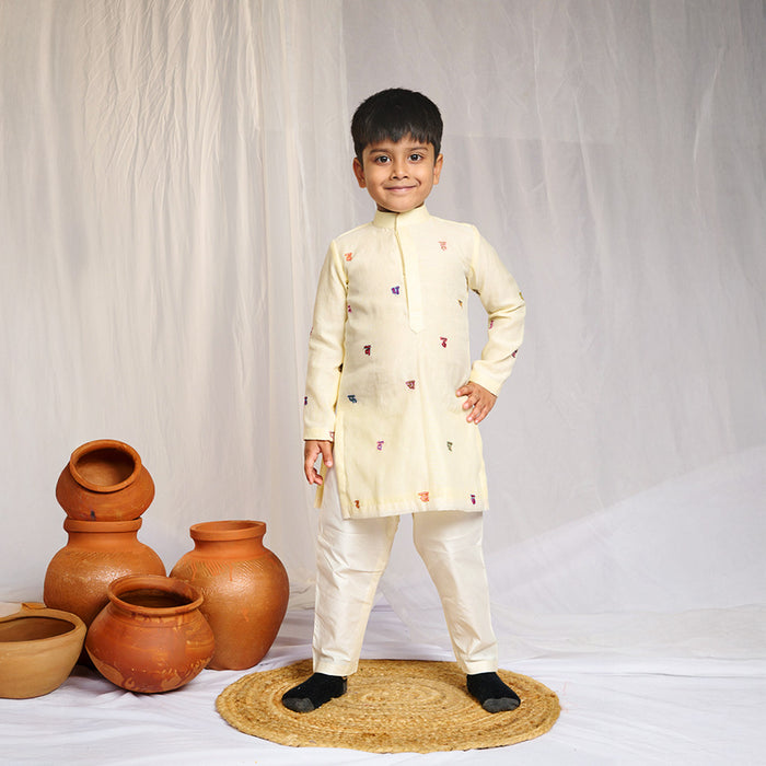 Alphabets Embroidered Kurta Pant Set