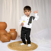 White Leopard Embroidered Shirt