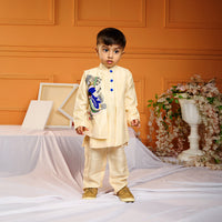 Kurta Embroidered Jacket Pant Set