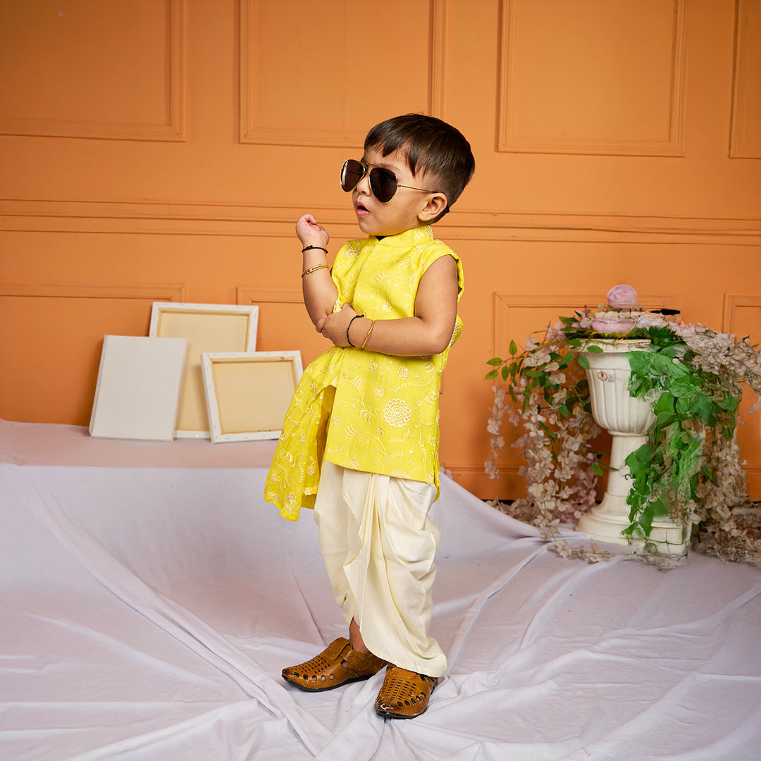 Self Embroidered Kurta Dhoti Pant Set