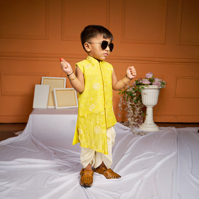 Self Embroidered Kurta Dhoti Pant Set