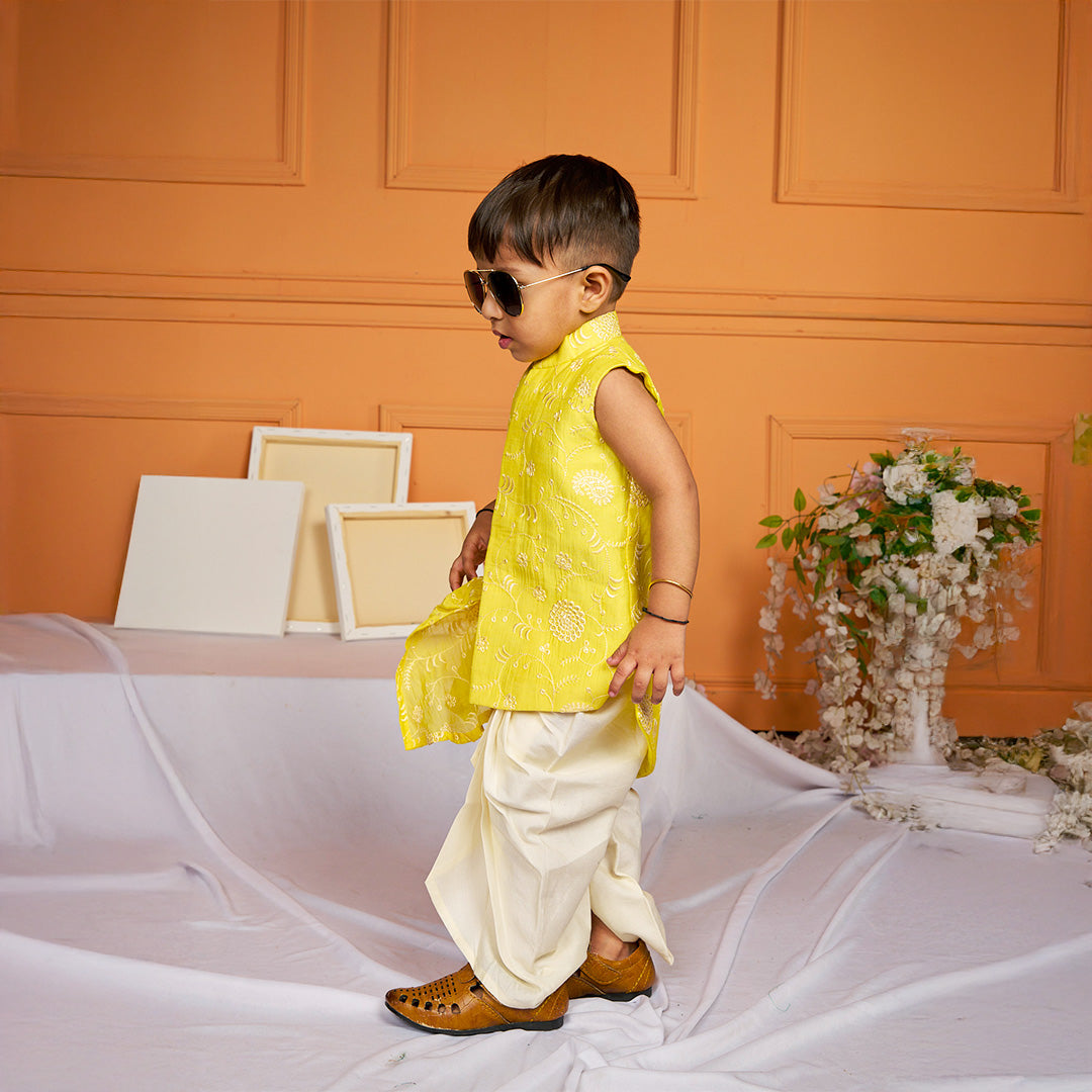 Self Embroidered Kurta Dhoti Pant Set