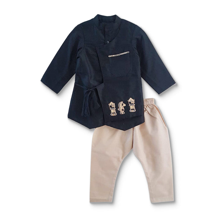 Chess Embroidered Kurta Dhoti Pant Set
