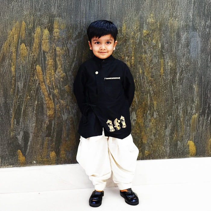 Chess Embroidered Kurta Dhoti Pant Set