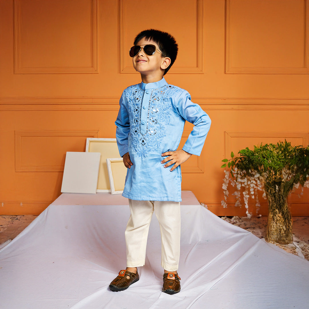 Mirror Embroidery Kurta Pant Set