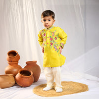 Yellow Floral Embroidery Kurta Set