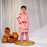 Pink Kurta Jacket Pant Set