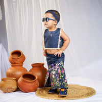 Denim Embroidered Top Skirt