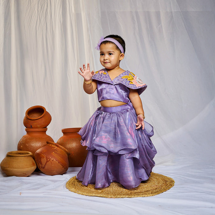 Tissue Embroidered Top Lehenga