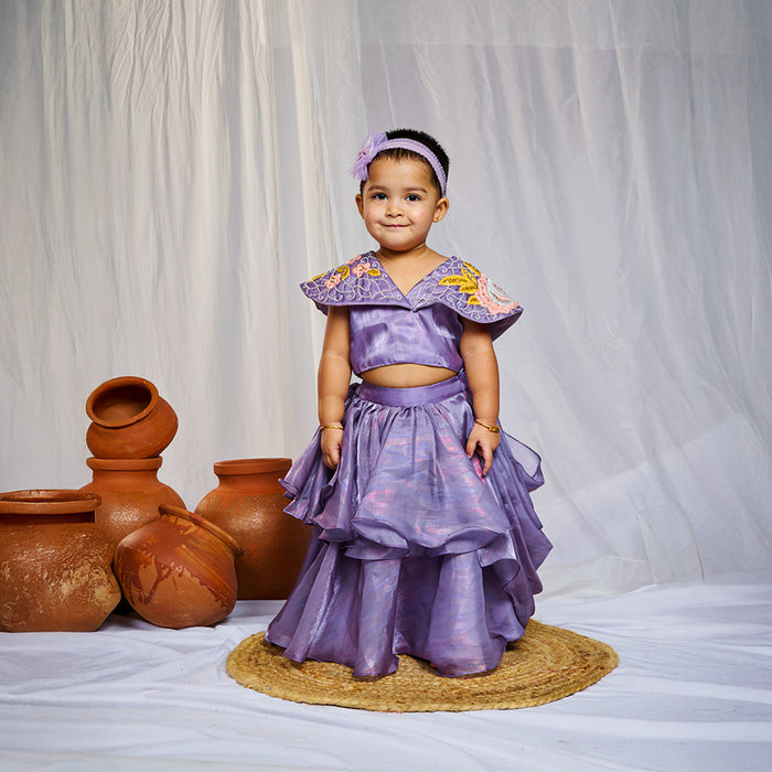 Tissue Embroidered Top Lehenga