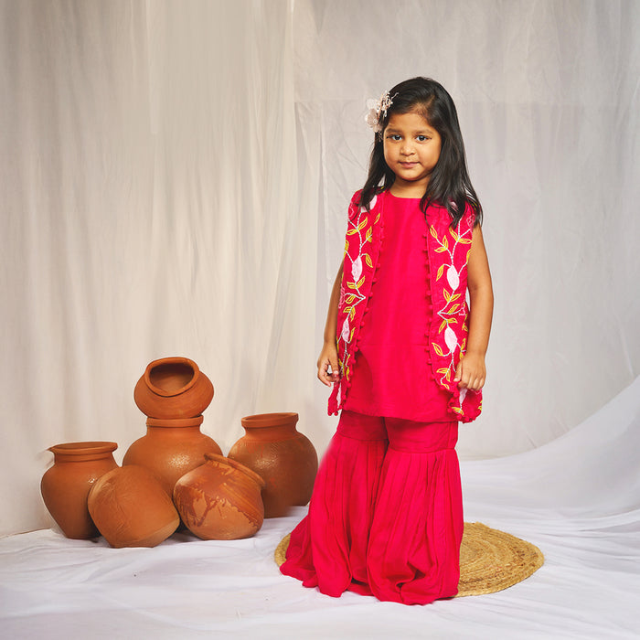 Embroidered Open Jacket with Sharara