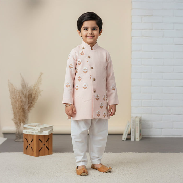 Embroidered Peach Sherwani and Pant