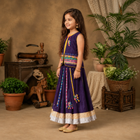 Purple Embroidered Jacket With Inner And Colourful Lace Lehenga