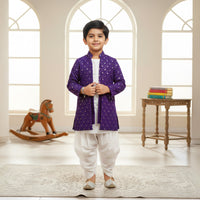 Purple Sherwani With Heavy Chicken Embroidery Set