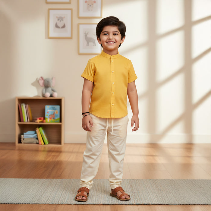 Yellow Shirt With Stylish Button Panel