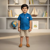 Blue Car Embroidery Shirt