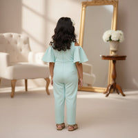 Mint Blue Colour Jumpsuit With Underwater Theme Embroidery