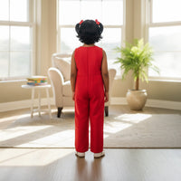 Pink Jumpsuit With Barbie Theme Embroidery