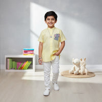 Yellow Shirt With Elephant Embroidery