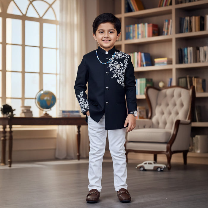 Black Bandgala With Heavy Embroidery Set