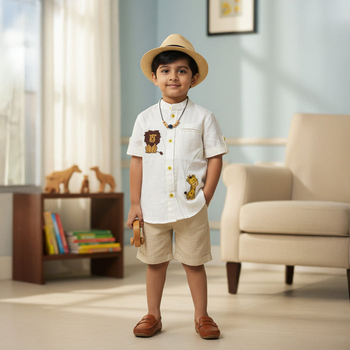 White Shirt With Animal Embroidery