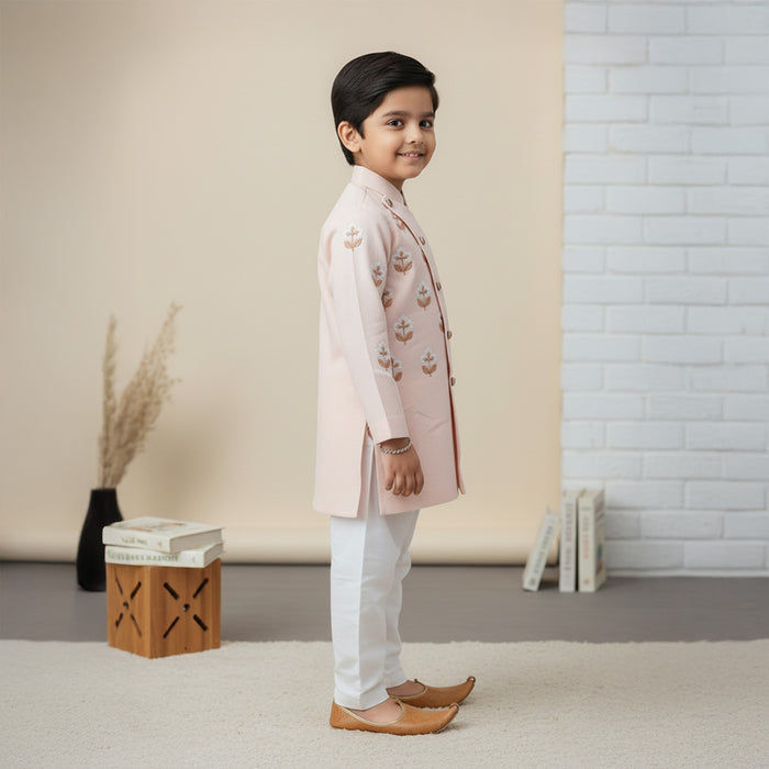 Embroidered Peach Sherwani and Pant