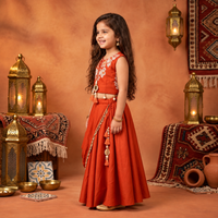 Designer Drape Lehenga Choli with Attached Dupatta