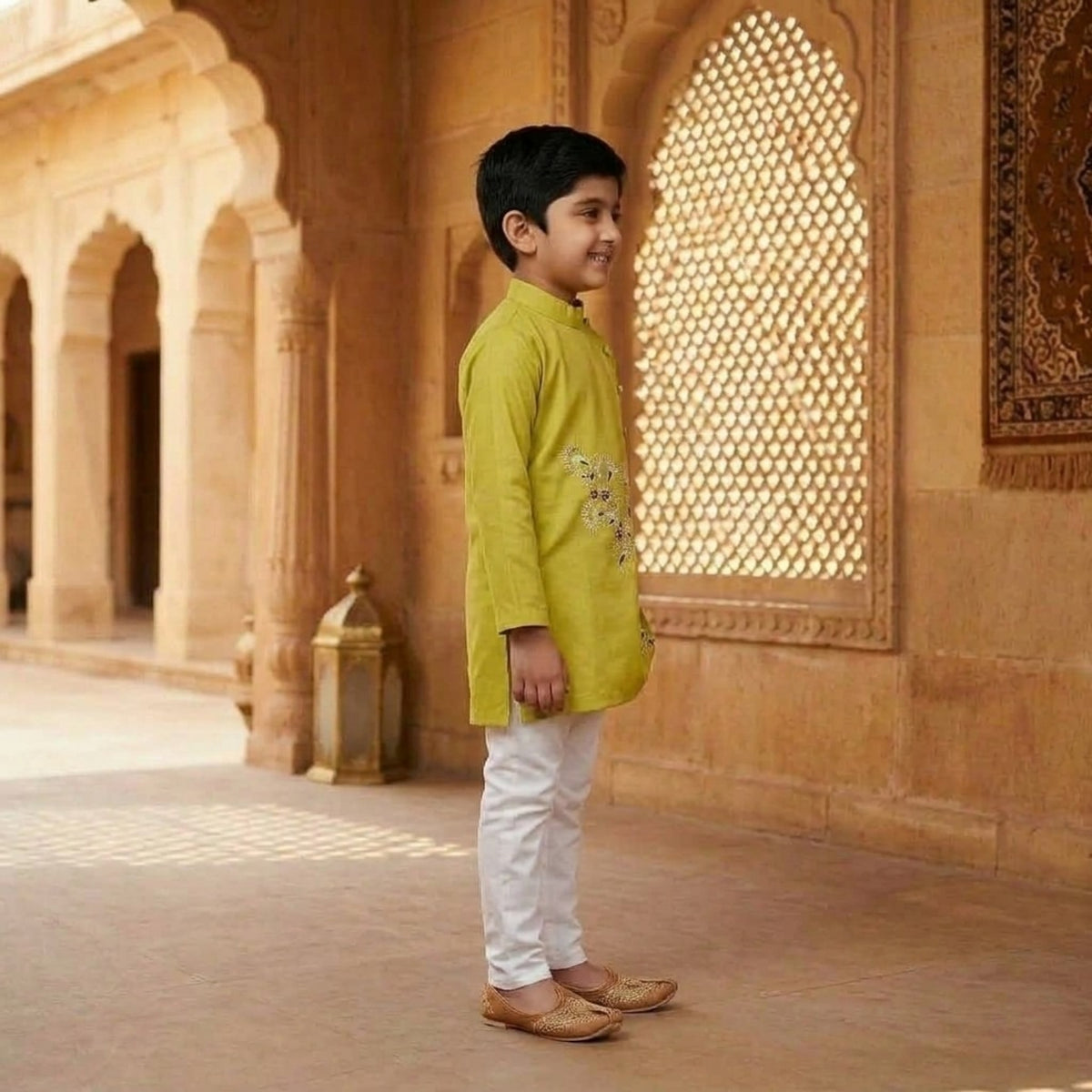 GREEN EMBROIDERED STYLISH KURTA SET