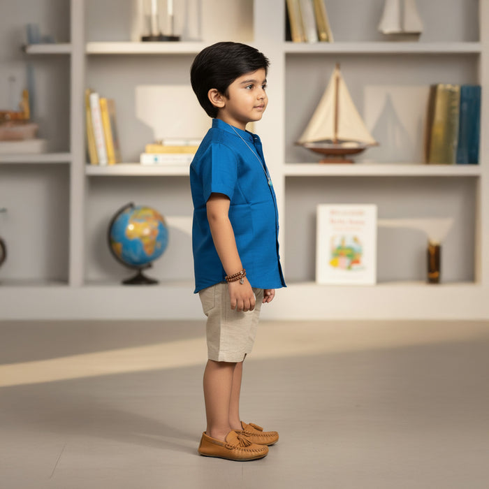 Blue Car Embroidery Shirt