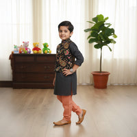 Black Kurta With Embroidered Jacket and Patiala Pants