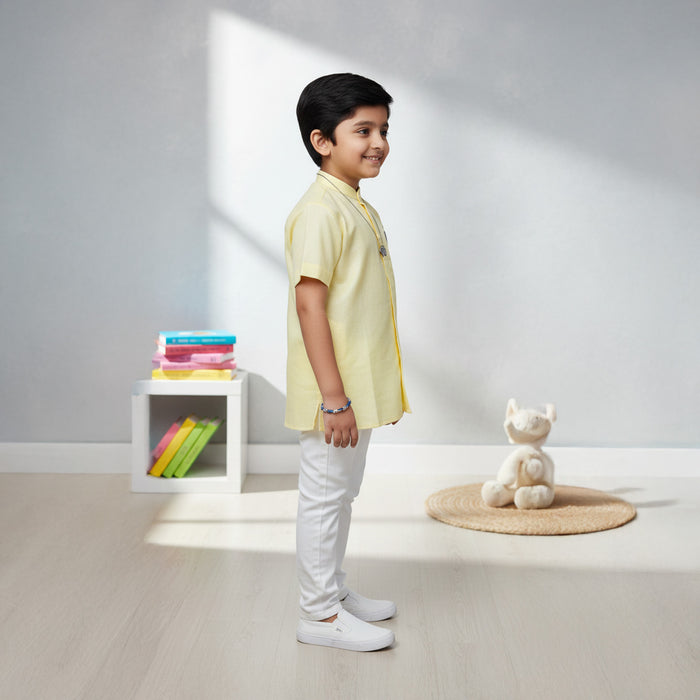 Yellow Shirt With Elephant Embroidery