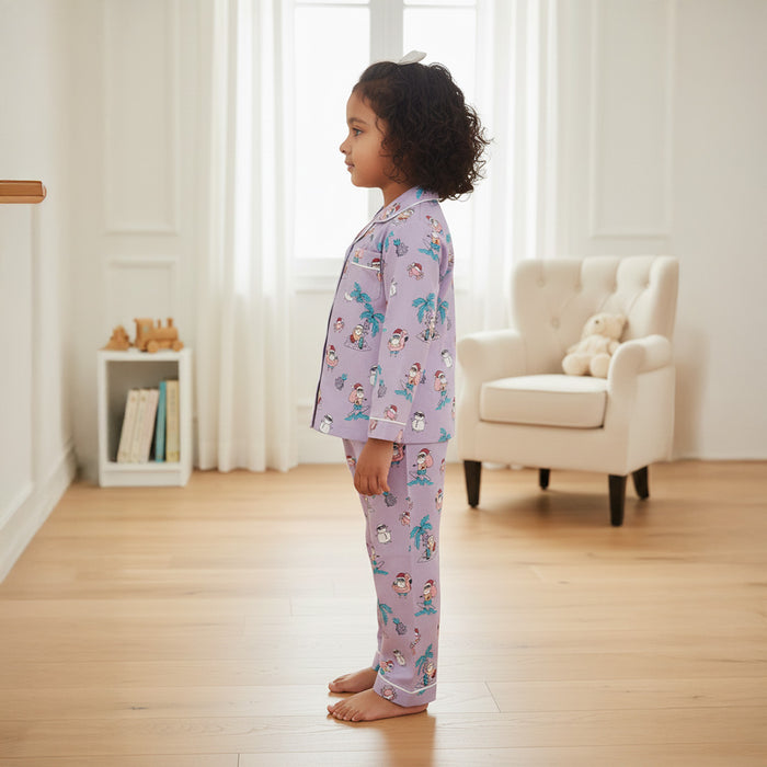 Purple Christmas Print Night Suit