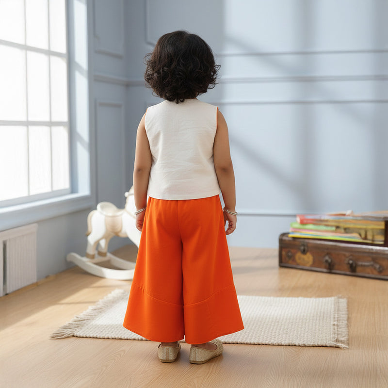 White Embroidered Top With Velvet Skirt