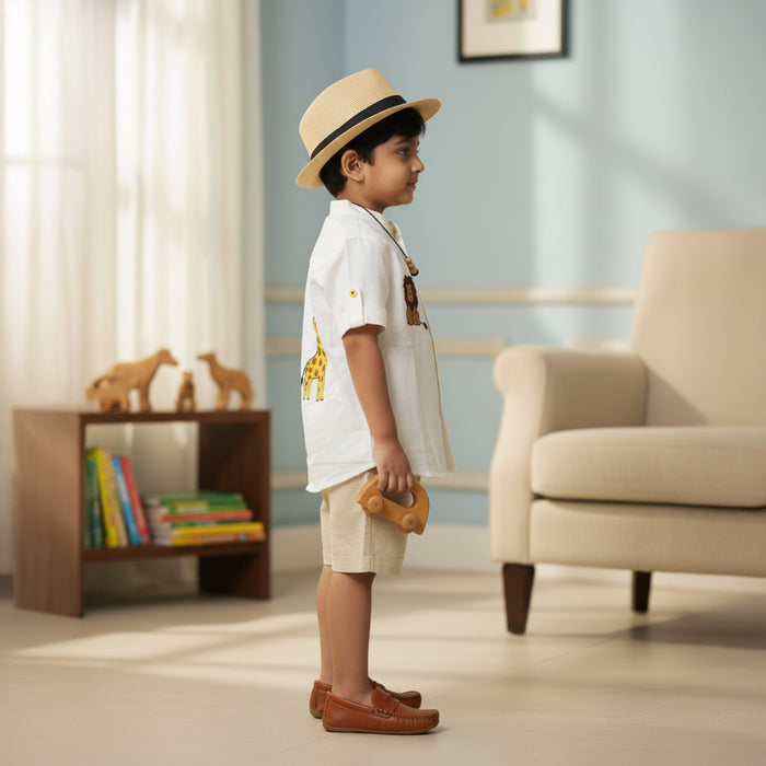 White Shirt With Animal Embroidery