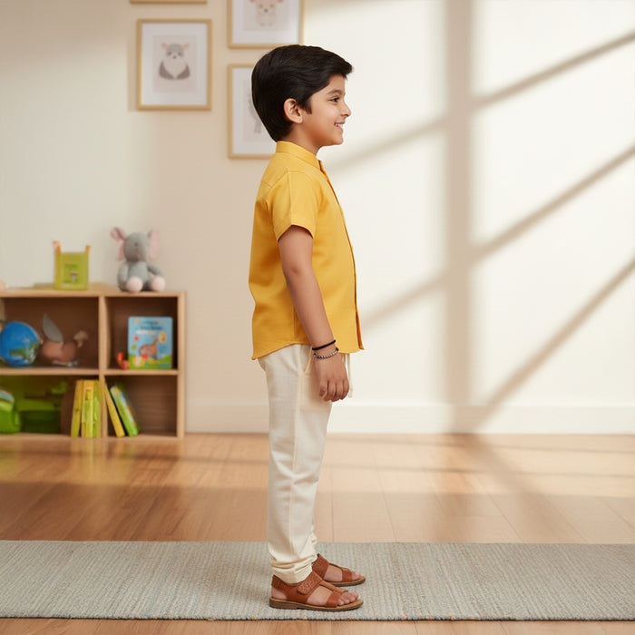 Yellow Shirt With Stylish Button Panel
