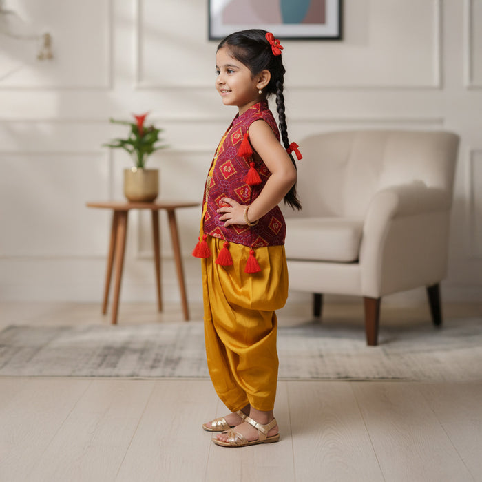 Yellow Jumpsuit with Bandhej Jacket