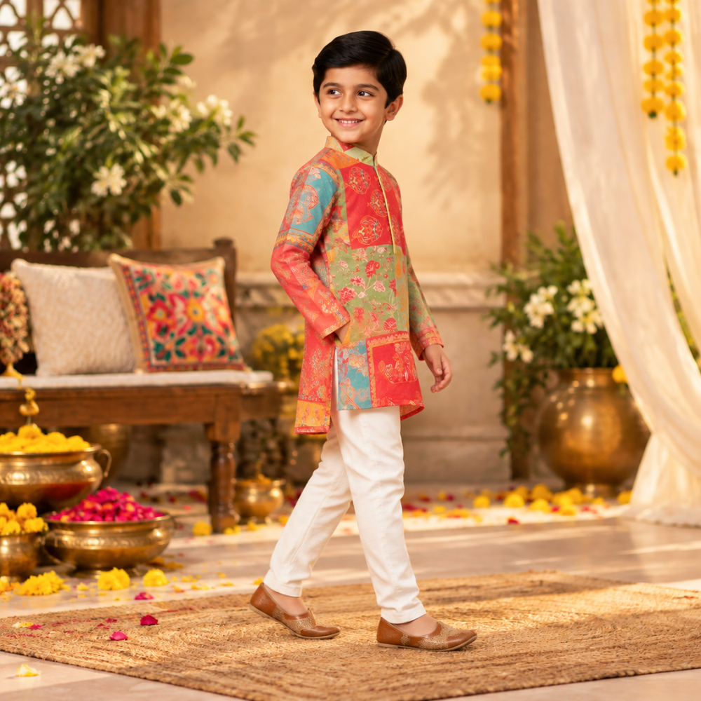 Tropical Floral Kurta With Pyjama