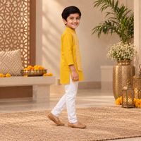 Yellow Flap High Low Kurta Set