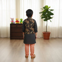 Black Kurta With Embroidered Jacket and Patiala Pants