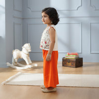 White Embroidered Top With Velvet Skirt