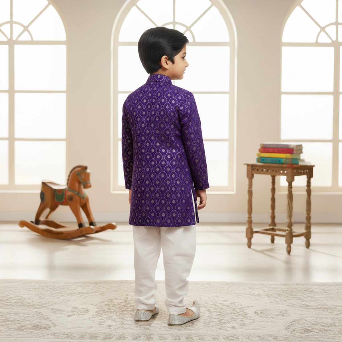 Purple Sherwani With Heavy Chicken Embroidery Set