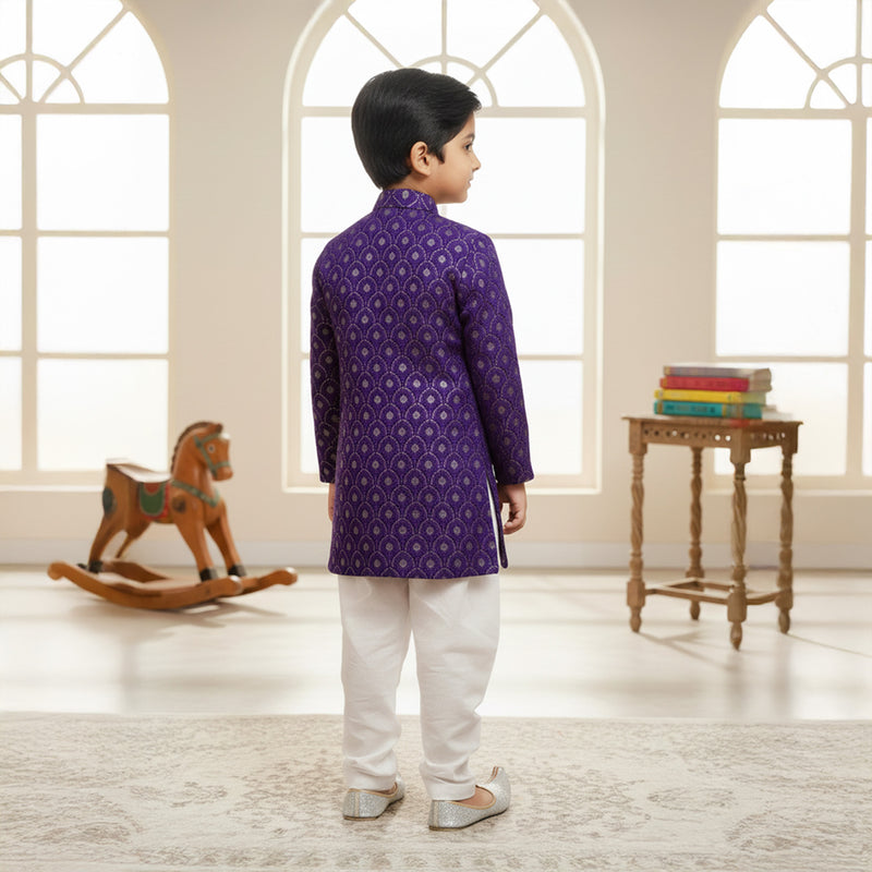 Purple Sherwani With Heavy Chicken Embroidery Set