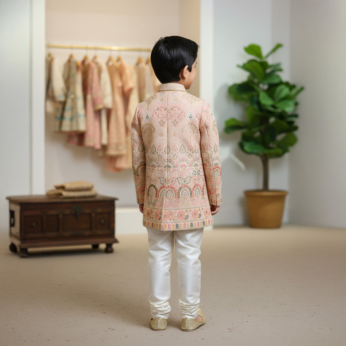 Baby Pink Heavy Embroidered Sherwani Set
