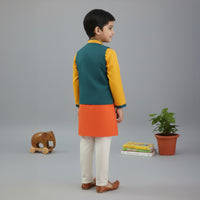 Green Embroidered Jacket With Shaded Kurta Pyjama Set
