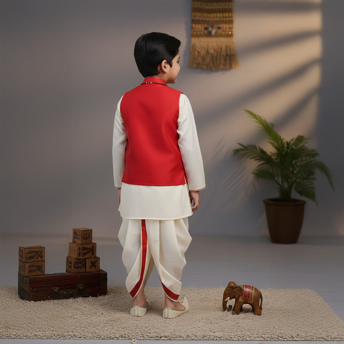 White Asymmetrical Kurta With Embroidered Jacket Set