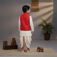 White Asymmetrical Kurta With Embroidered Jacket Set