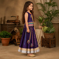 Purple Embroidered Jacket With Inner And Colourful Lace Lehenga