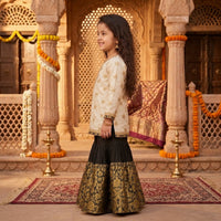 Cream & Black Embroidered Festive Sharara Set