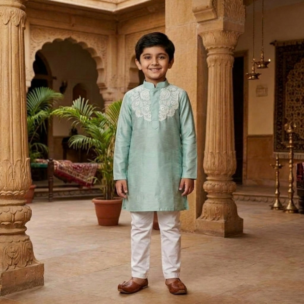 Blue Embroidered Kurta Set